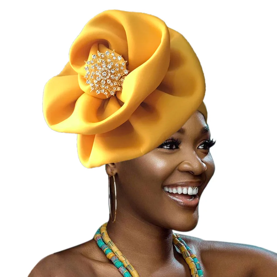 African Head Wraps Ready To Wear Gele Women Flower Cap |