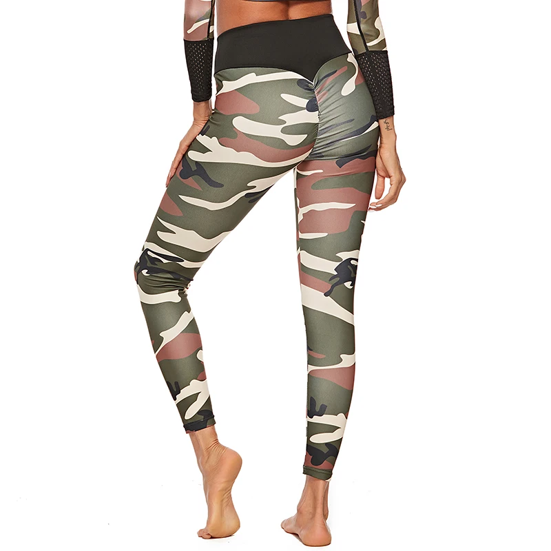 Новые тренировочные камуфляжные леггинсы для фитнеса женские спортивные