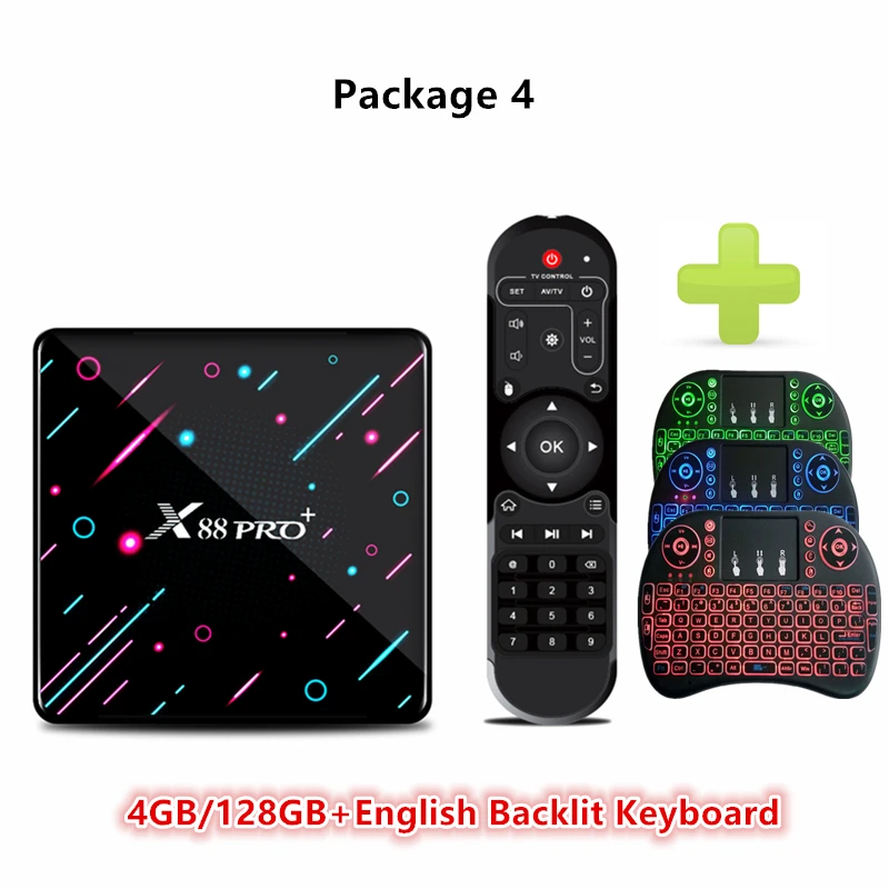 4G 128G EN Backlit HAAYOT Android 9.0 Smart TV Box Rockchip Rk3368 8 core 4G 64G/128G Set Top Box Wifi Tvbox Gamer 4K IPTV Mediaplayer Box X88 Pro - Цвет: 4G 128G EN Backlit