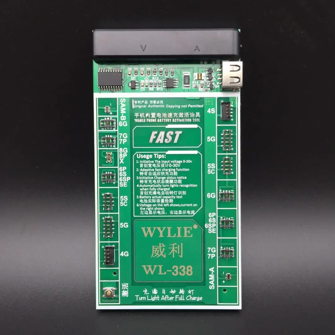 Профессиональная плата активации и зарядки аккумуляторов WYLIE WL-338 с USB-кабелем для iPhone X 8P 8 7 7p 6S 6sp 6 6p 5 5s 5C 4S 4 Samsung.