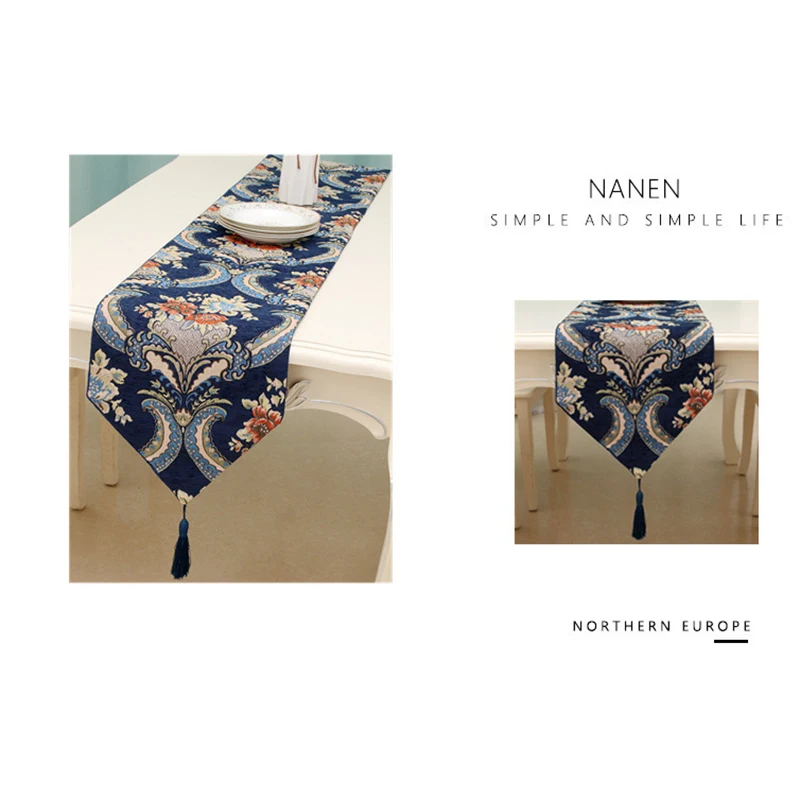 

Retro Palace Classical Chenille Jacquard Table Runner Bed Flag Coffee Table TV Cover,Table Runner