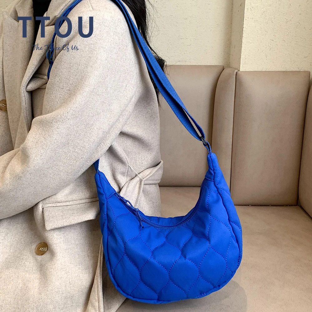 Fashion Space Pad Cotton Women Shoulder Bag Quality Quilted Handbag Nylon Down Feather Crossbody Bag Female Winter New Year 2022