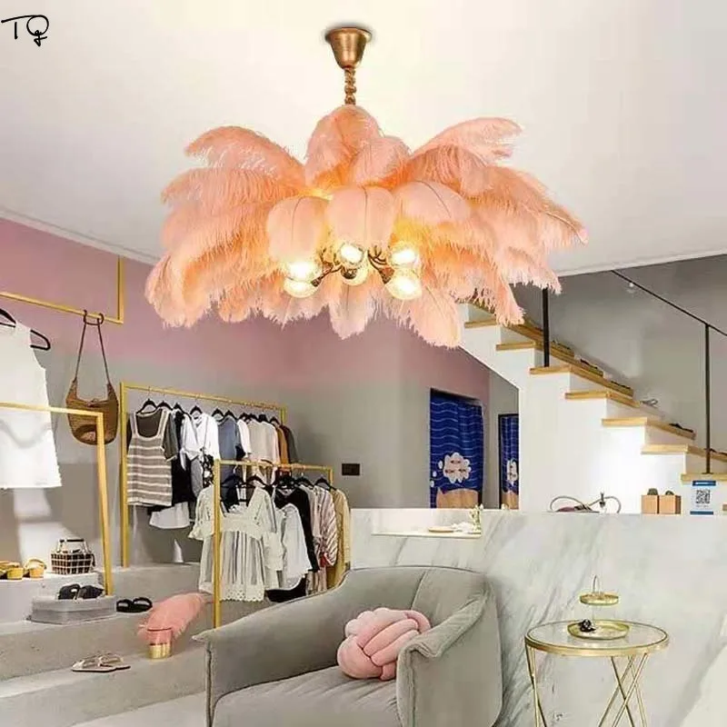 Роскошный подвесной светильник в скандинавском стиле с медными страусиными