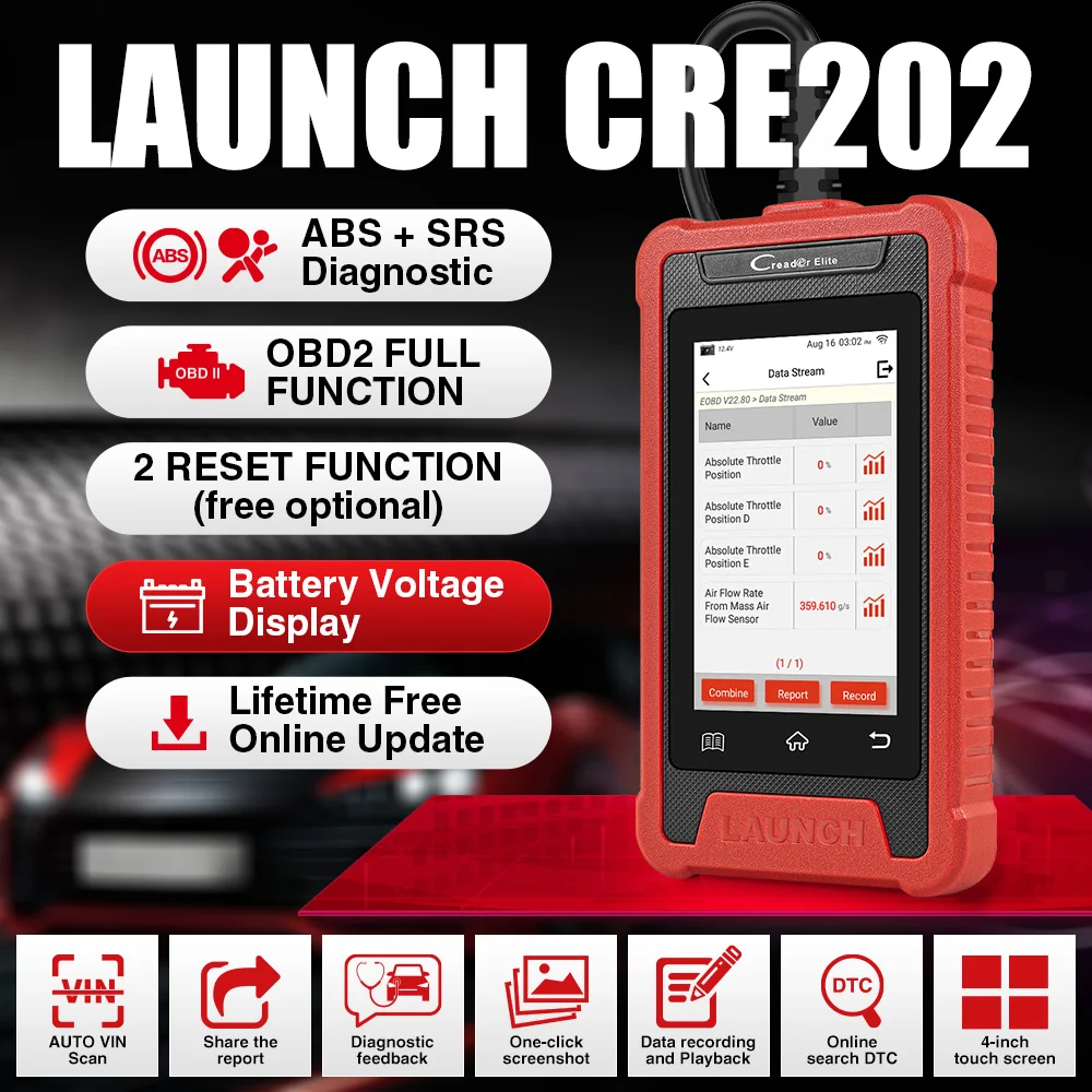 

Диагностические инструменты LAUNCH X431 Elite CRE202 OBD2, автомобильный считыватель кодов OBDII ABS SRS, сканер 2 с функцией сброса, AutoVIN, Wi-Fi, бесплатное обнов...