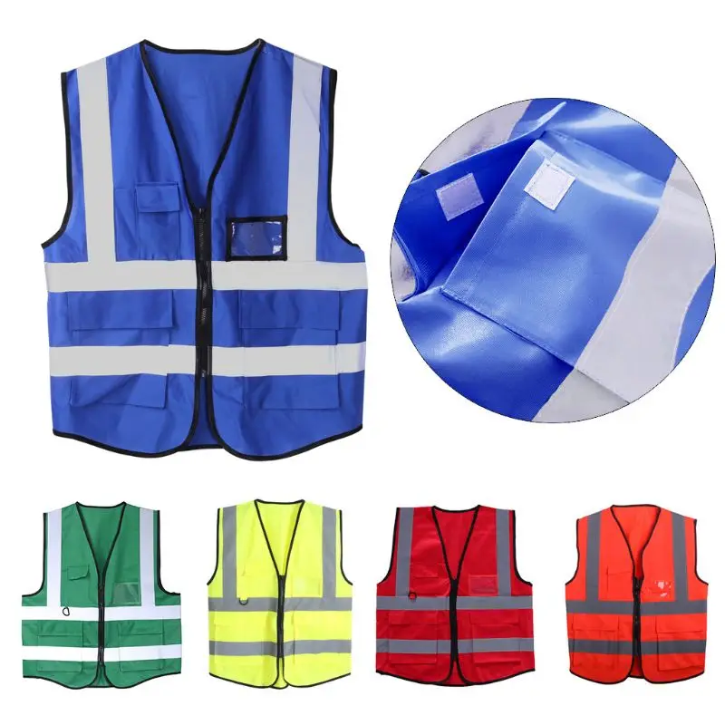 Защитный жилет с молнией Hi-Vis светоотражающая куртка защитный 5 карманов M5TB |