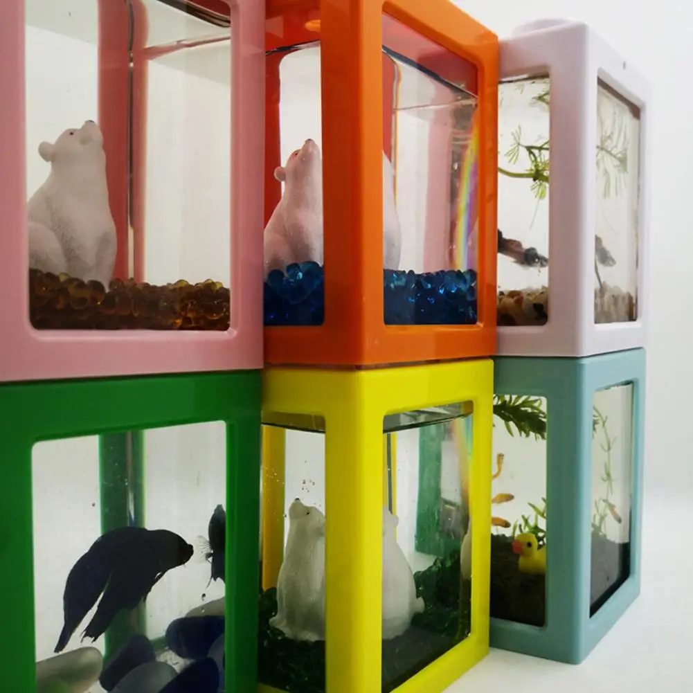 Аквариумный мини аквариум с золотой рыбкой декоративное украшение для аквариума