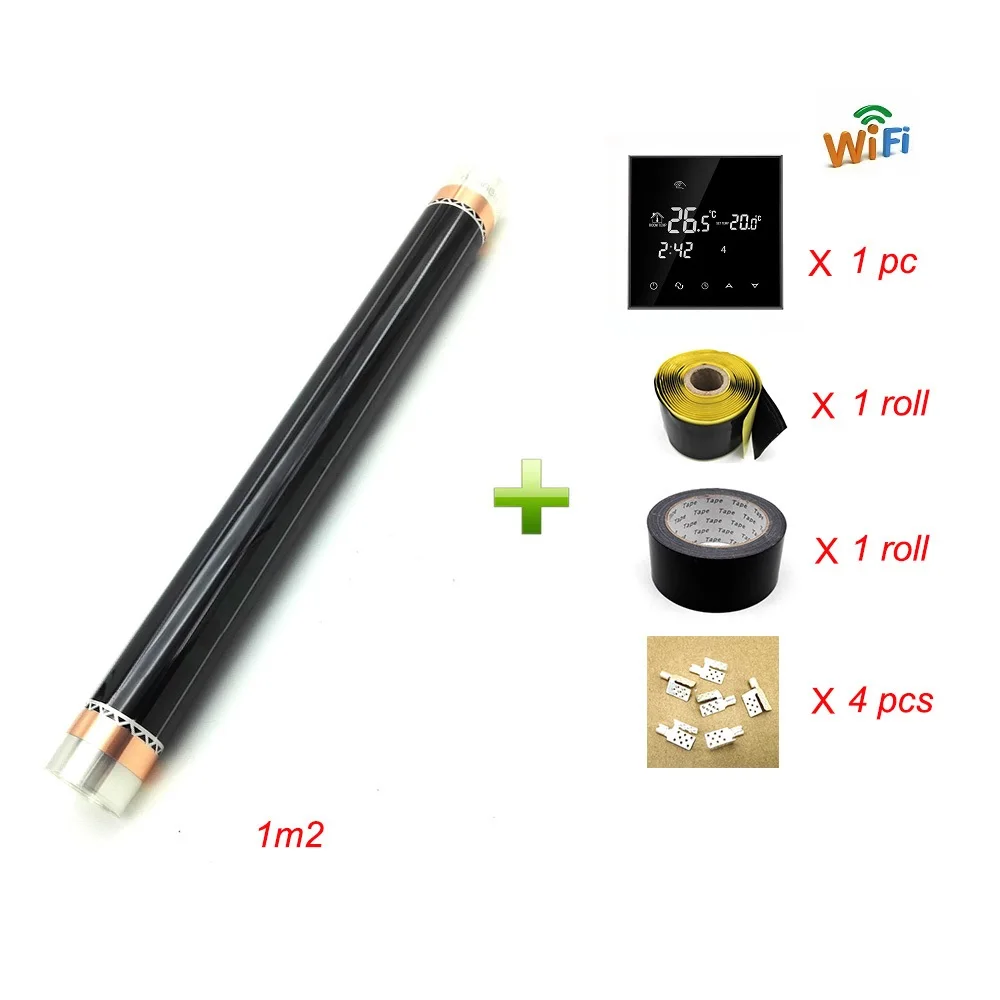 HY03WE4 Wifi sets MINCO HEAT 220 В 1 квадратный метр Электрический инфракрасный пленочный теплый пол с термостатом 50 см X 2 м наборы ковриков - Цвет: HY03WE4 Wifi sets