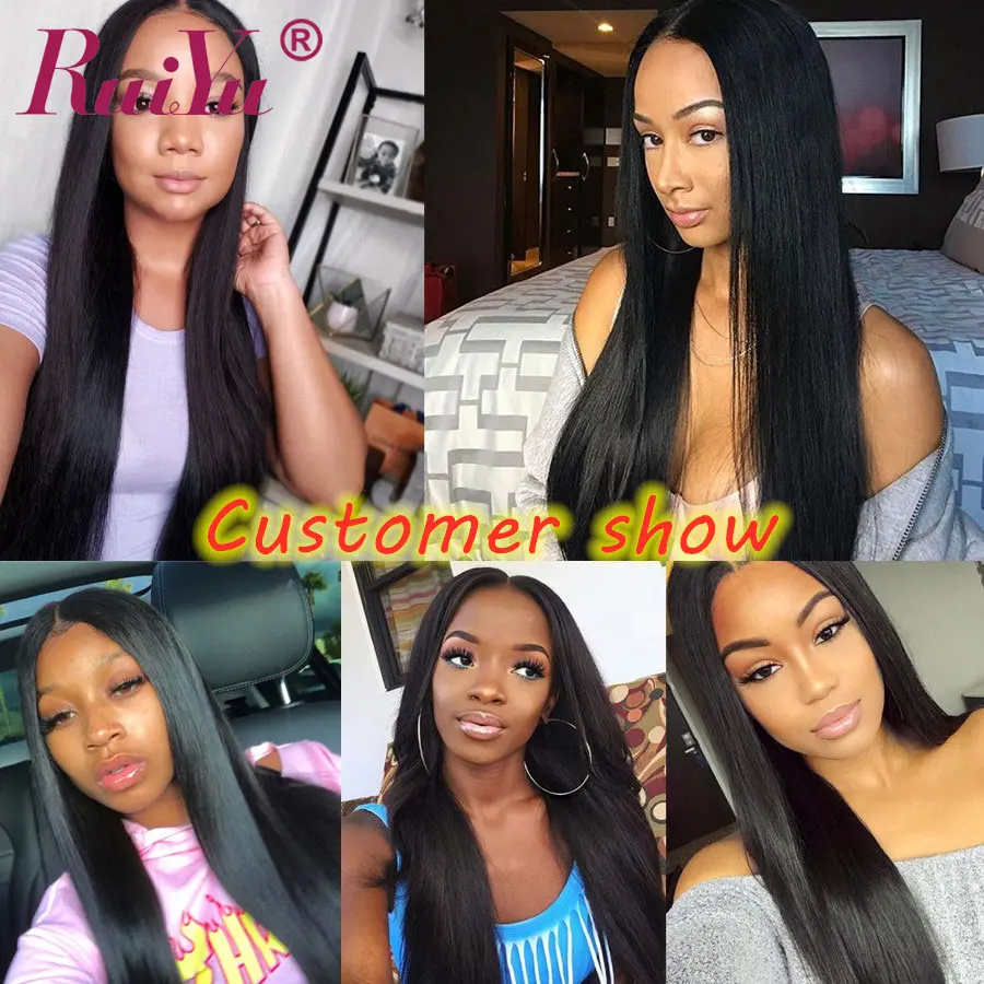 

RUIYU Brazilian Straight Hair Weave Bundles With Closure T Part HD Transparent Closure Remy Hair Human Hair Bundles With Closure