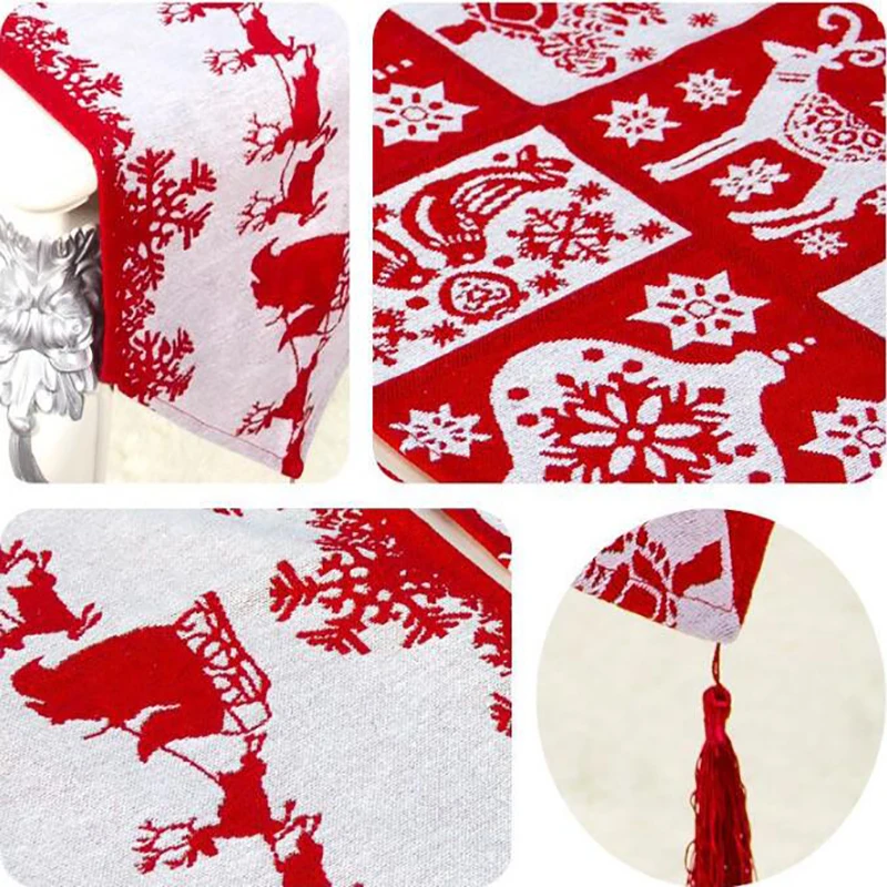 

Christmas Tablecloth Flag Table Runner Home Party Decorative Santa Claus Tapestry Table Runners