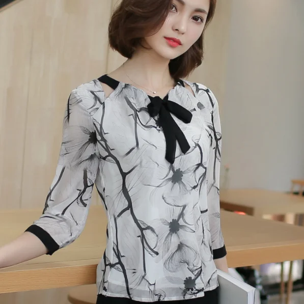 Женские топы и блузки 2020 blusas для женщин одежда белые рубашки блузка шифоновая