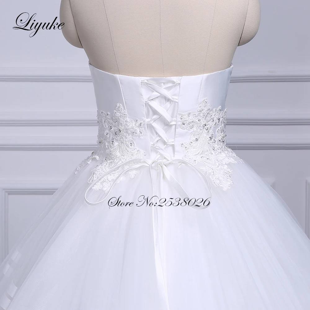 Свадебное платье-трапеция Liyuke без бретелек с многоярусной юбкой со шлейфом