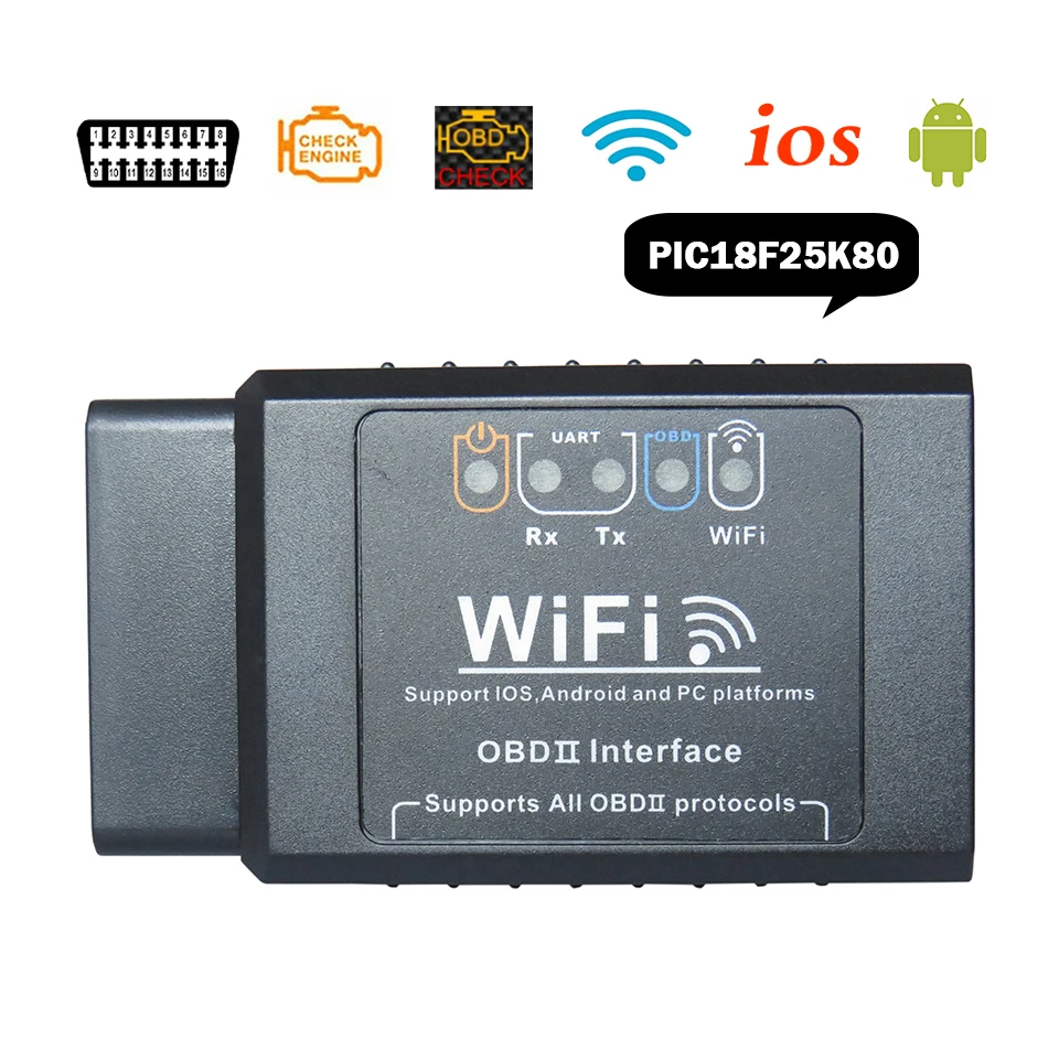 ELM327 WiFi V1.5 OBD2 Diagnostic-Tools With PIC18F25K80 ELM 327 V 1.5 OBD 2 Car Code Reader Diagnostic Scanner For iOS&Android
