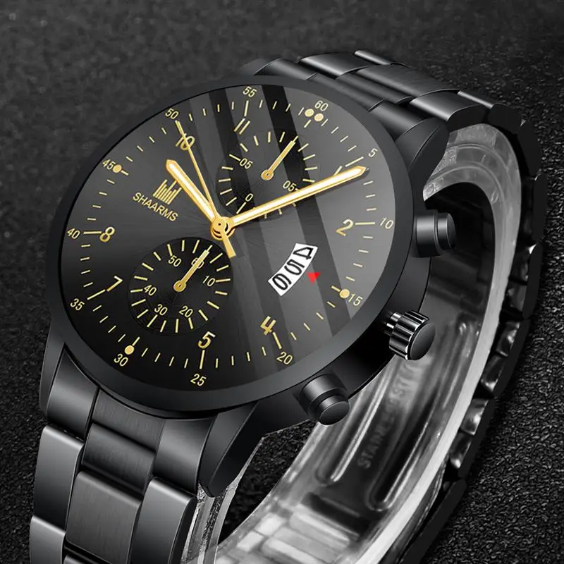 2019 роскошные золотые мужские часы из нержавеющей стали аналоговые кварцевые