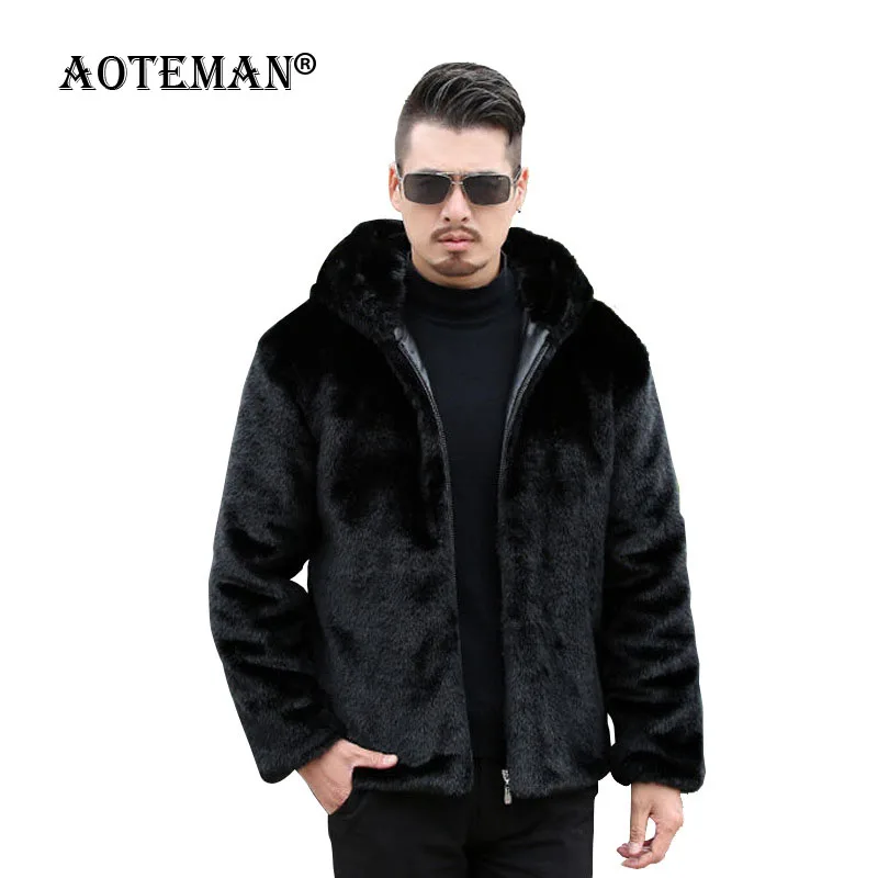 

Men Winter Jackets Faux Fur Coat Male Warm Parkas Overall Casual Thick Outwear Vintage Solid Jacket Fashion Men Clothing LM317