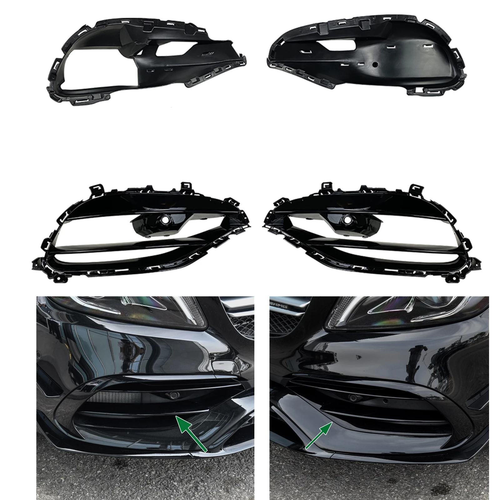 

Противотуманная фара для Mercedes Benz A Class W176 2016-2018 A45 AMG Facelift, решетка вентиляционного отверстия, спойлер, отделка переднего бампера, впускной про...