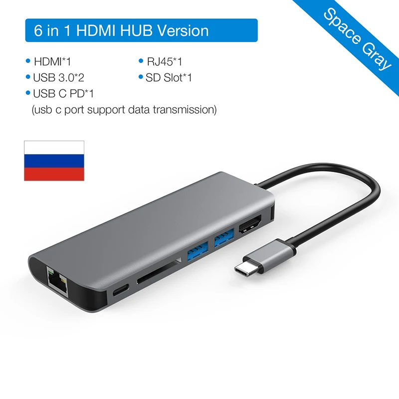 Адаптер JCKEL usb хаб Type C 3 1 для мульти USB 0 RJ45 Аудио HDMI док станция MacBook Pro разветвитель