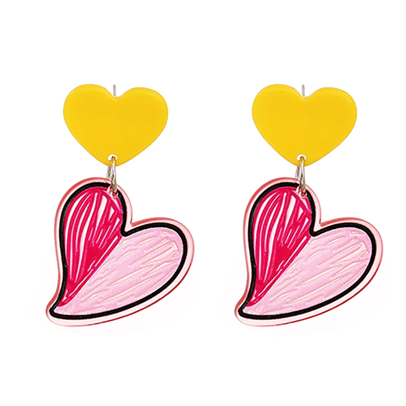 

ZHINI New Cute Smiley Face Dangle Drop Earrings for Women Personality Design Splicing Heart Earring Wedding Fashion Jewelry Gift