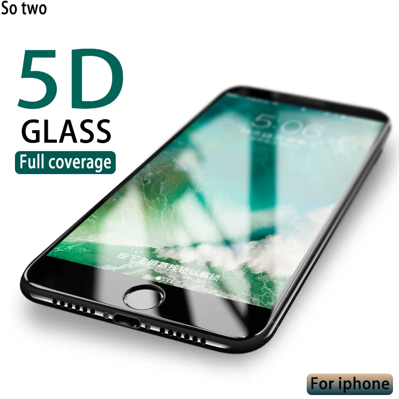 Закаленное стекло 5D с полным покрытием экрана для iPhone 7 6 6S 8 Plus X XS MAX XR | Мобильные