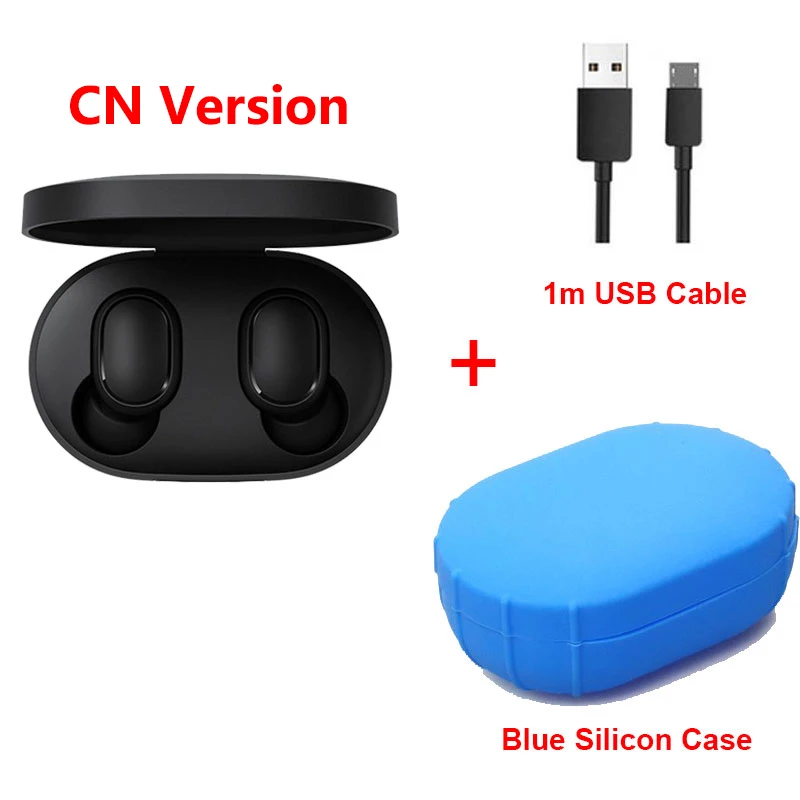 Xiaomi Redmi Airdots TWS Bluetooth наушники BT 5,0 стерео бас беспроводная гарнитура с шумоподавителем микрофон громкой связи Наушники с управлением AI - Цвет: blue case cable