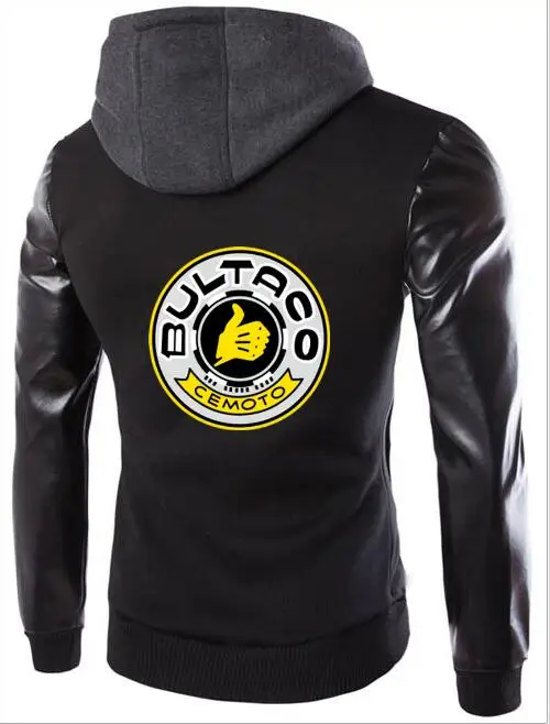 Мужская кожаная куртка с капюшоном BULTACO CEMOTO модная повседневная мотоциклетная