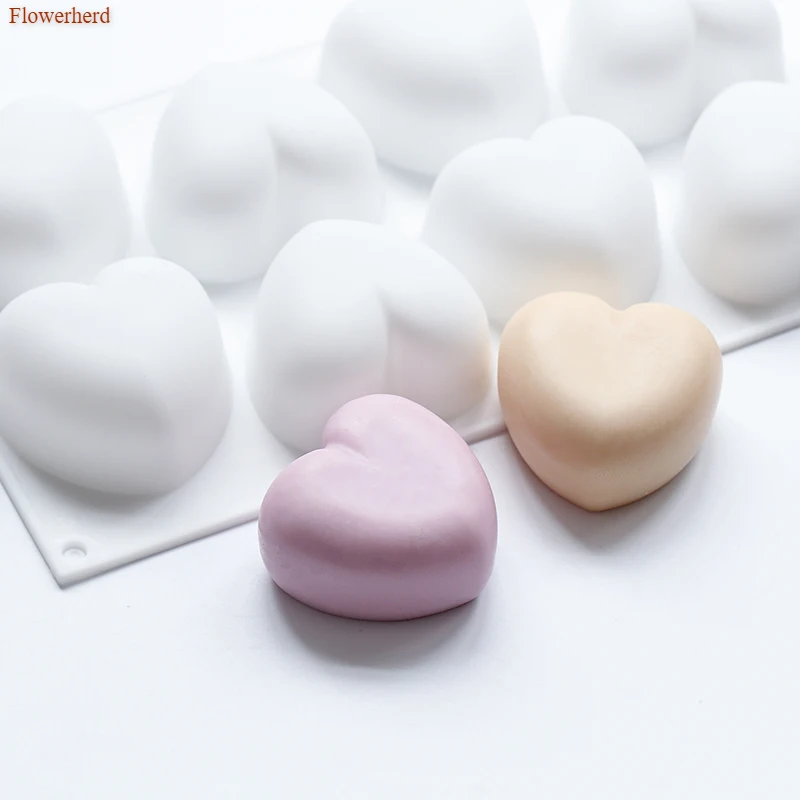 8 Holes Heart Shape Silicone Molds 3d Handmade Soap Molds for Soap Making Fondant Cake Silicone Mold Chocolate Mold Cake Decors