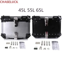 45l 65l universal motorcycle rear luggage trunk storage moto top case tool box waterproof helmet key lock tail toolbox aluminum