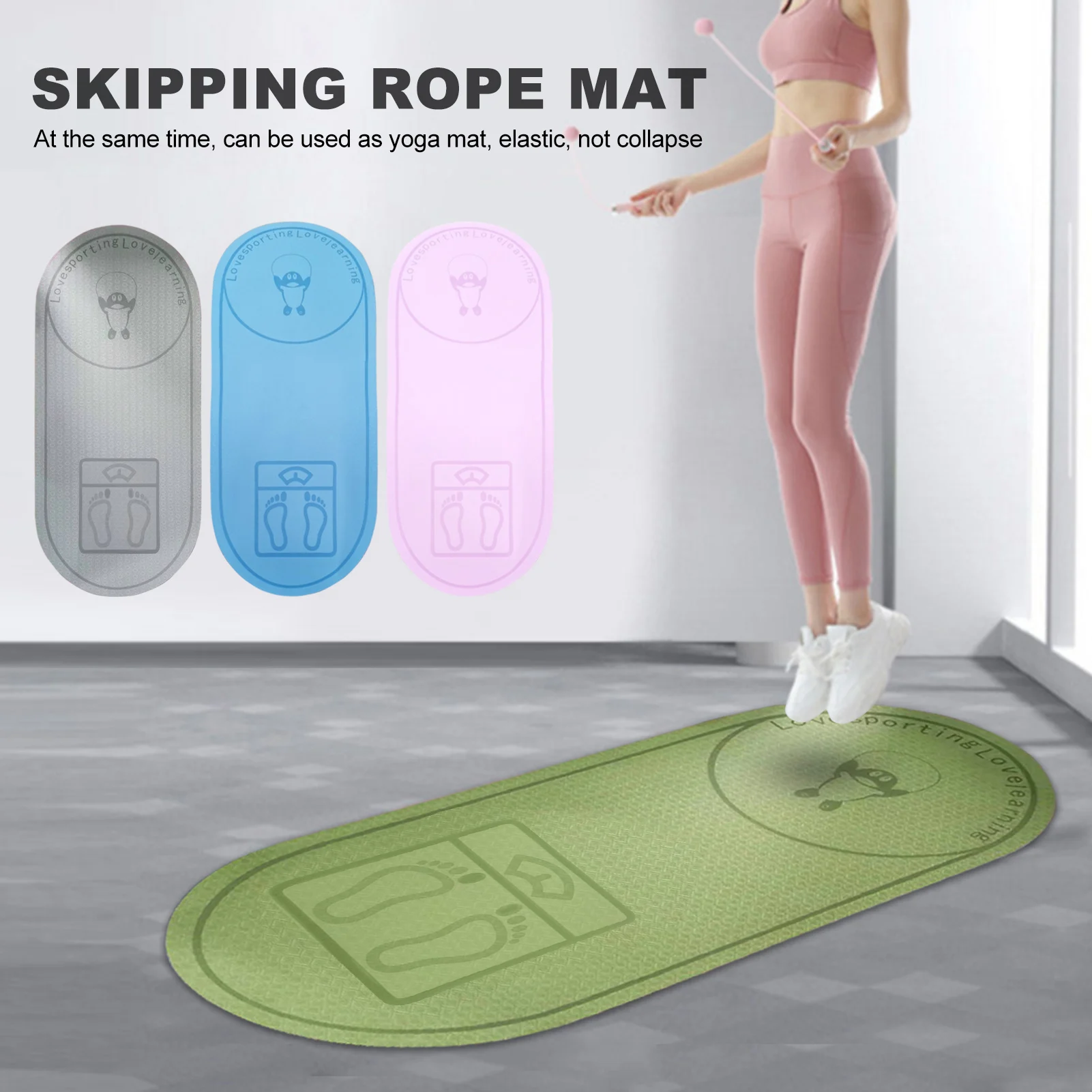 

Yoga Pad Rope Skipping Floor Mat Shock Absorption Mute Dancing non-slip TPE High Density Mat for Jump Rope Yoga Indoor fitness
