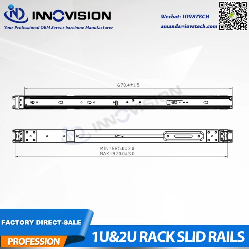 3 Section Sliding rails Suitable for our delicated 1U&2U hotswap series Non-universal rack server rails enlarge