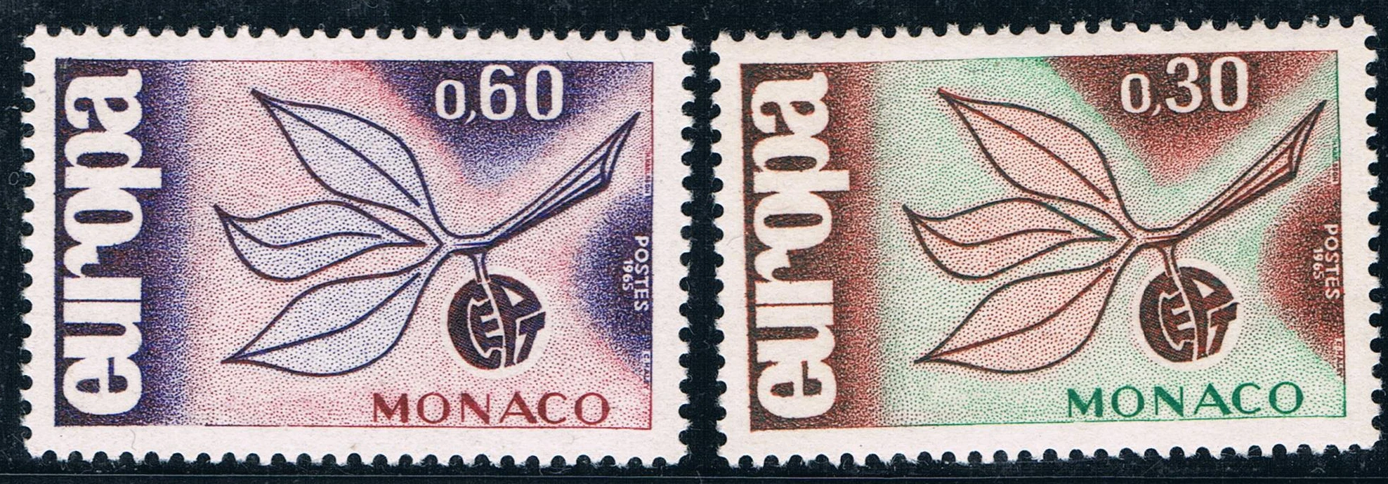 

2Pcs/Set New Monaco Post Stamp 1965 Europa Sculpture Stamps MNH
