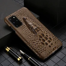 for Samsung Galaxy S21 Ultra Note 20 10 S20 FE Plus S10 A52 A72 M51 Case Genuine Leather 3D Crocodile Texture Hard Cover Funda