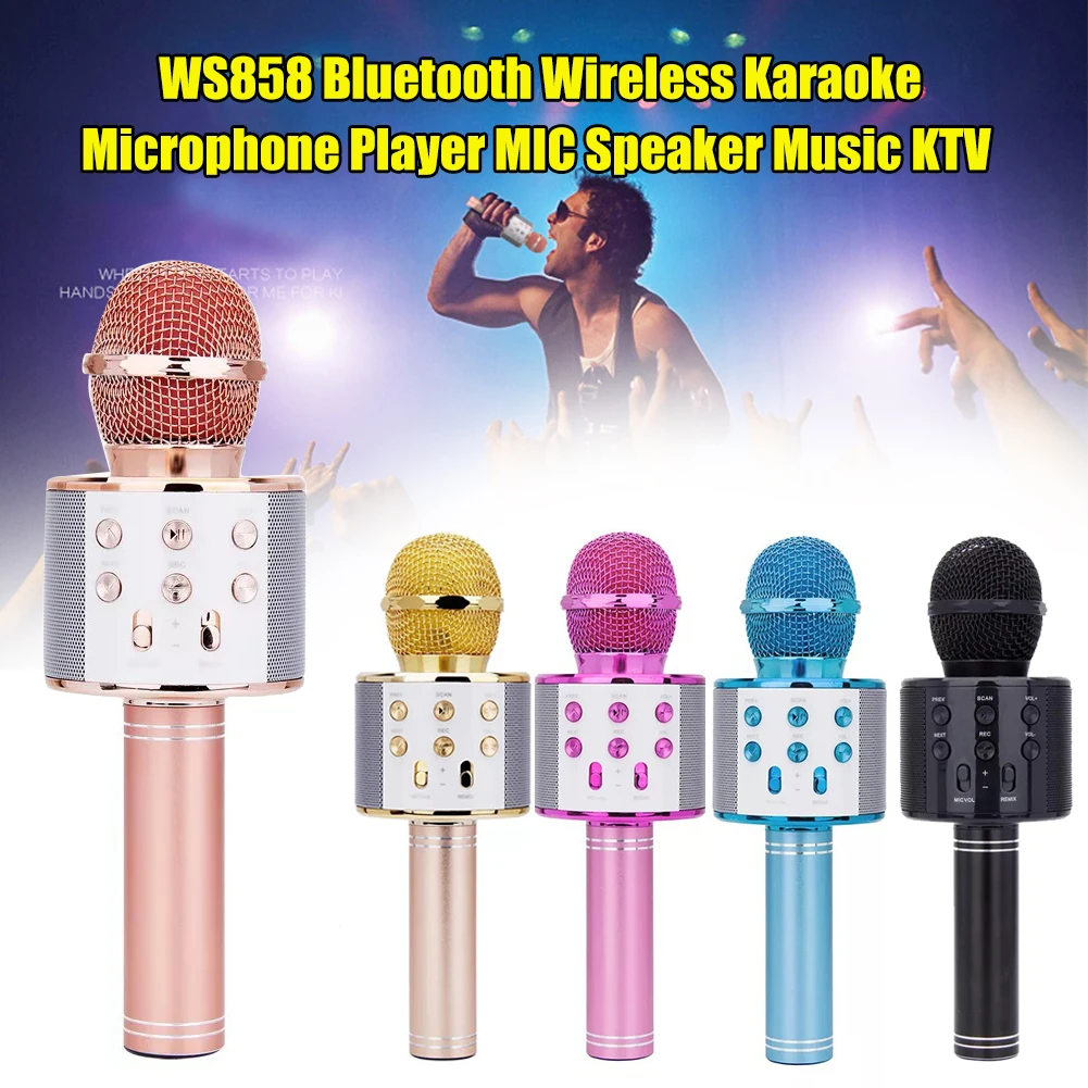WS 858 bluetooth караоке микрофон беспроводной Профессиональный динамик consender ручной микрофон Радио Студия Запись микрофон