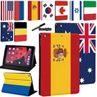 Чехол для Apple IPad 5678th  Mini 12345 Ipad 234, чехол-подставка из искусственной кожи с рисунком национального флага + Бесплатный стилус