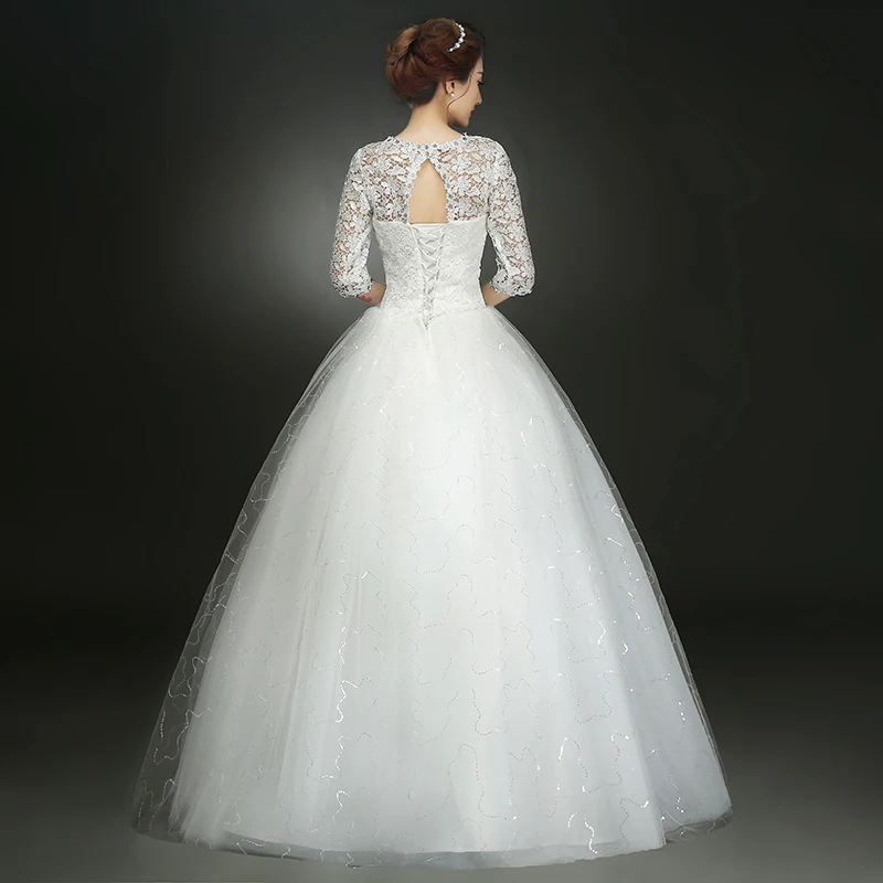 AnXin SH beauty white flower lace wedding dress princess v neck beading crystal half sleeve red | Свадьбы и торжества