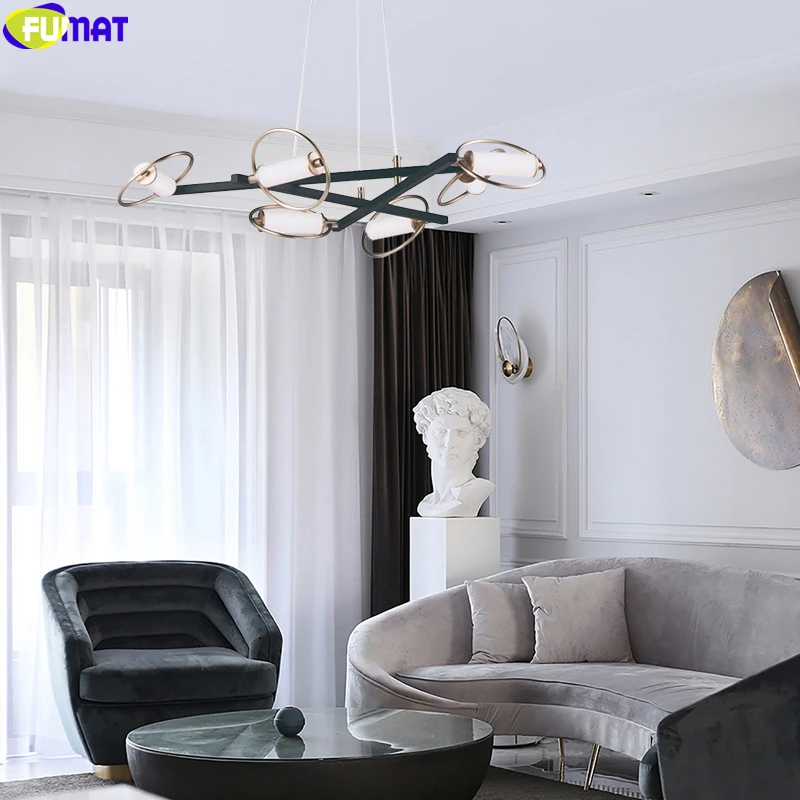 FUMAT современный стиль кольцо Металл искусство подвесной светильник золотой