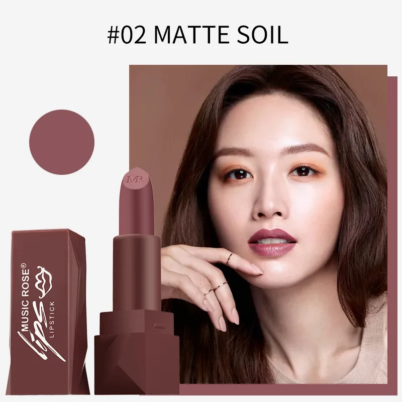 Музыка Роза новый 6 цветов красный матовый помада корейский макияж квадратная