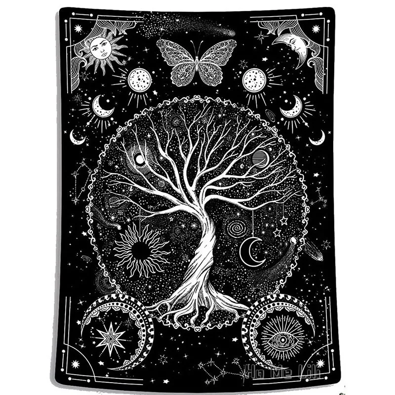 

Tree Of Life By Ho Me Lili Tapestry Black And White Sun Moon Star Wall Hanging Mystic Aesthetic Wall Decor