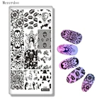 Прямоугольный окровавленный скелет для нейл-арта, шаблоны штампов для вампира, шаблоны черепов 12*6 см, штамповочная пластина для изображения MezerdooC02