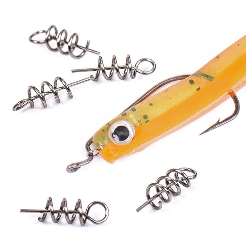 

50 PCS/Lot Stainless Steal Fishing Lures Fixed Hook Pin Latch Needle Soft Worms Fishing Bait Spring Fish Tools