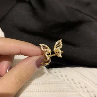 butterfly rings for women men bling zircon stone open finger ring men matching couples rings jewelry anillos free shipping