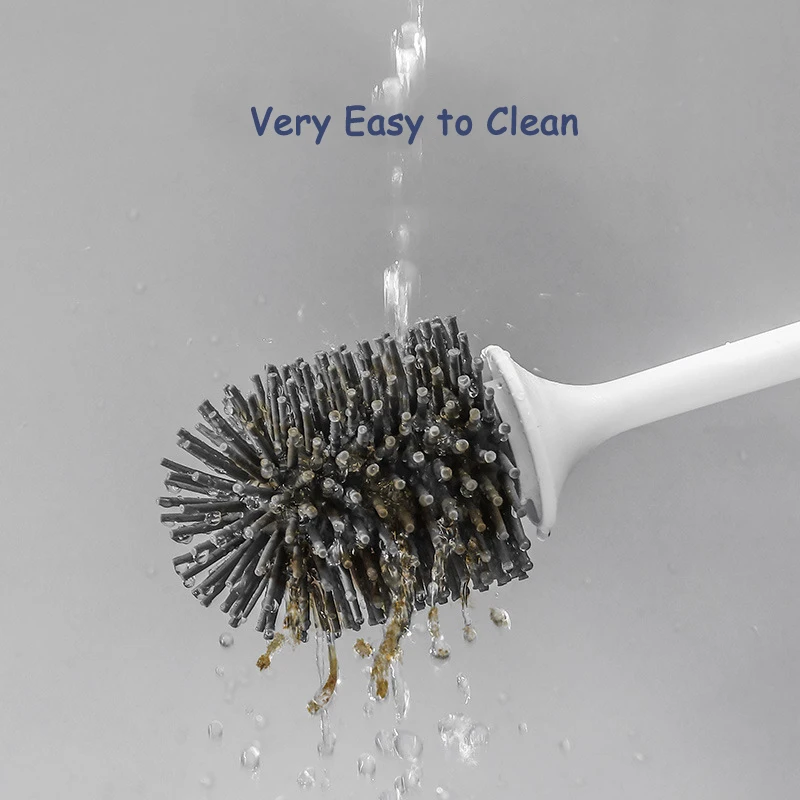 silicone toilet brush soft bristle wall mounted bathroom toilet brush holder set bath clean tool durable thermo plastic rubber free global shipping