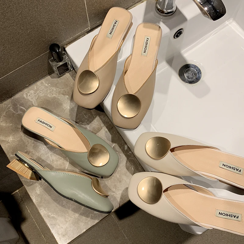 Шлепанцы WEIBATE женские на квадратном деревянном каблуке брендовые дизайнерские