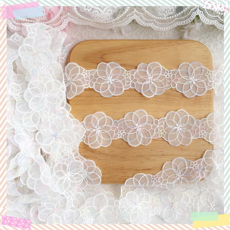 2 ярда 5 см широкая розовая желтая синяя цветная вышитая Цветочная марля