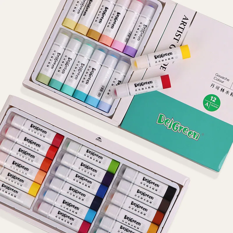 

Dankelin solid gouache stick 12/18 color macaron color colorful stick graffiti pen water soluble rotating children's crayons