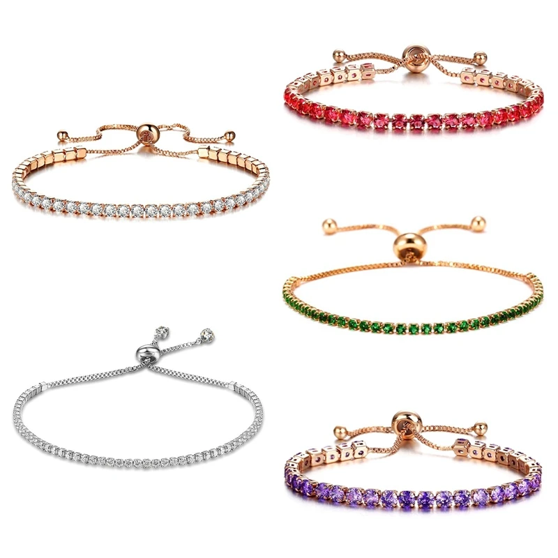 

Регулируемый простой браслет с цветным кристаллом циркония, модные женские аксессуары