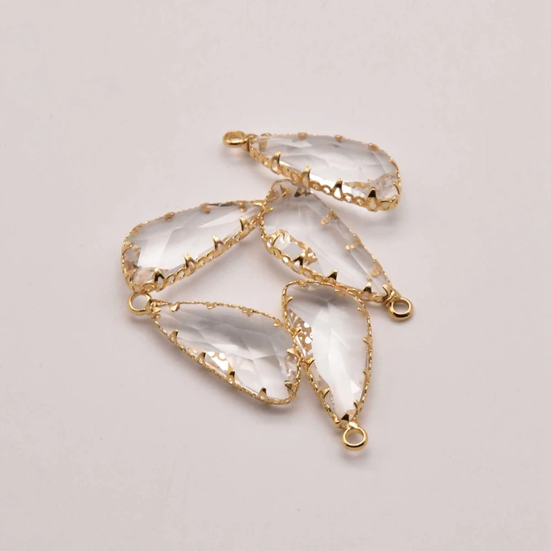 

5Pcs/Lot 26mm*12mm Long Triangle Glass Crystal Pendant Earring Findings Making For Diy Earring Accessories Wholesale JA0136