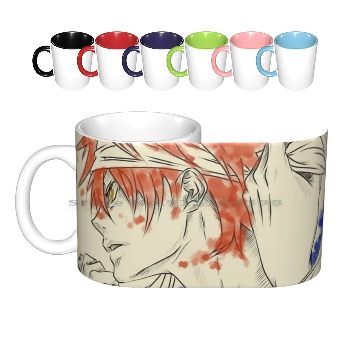

Керамические кружки Yukihira, кофейные чашки, Кружка для молока и чая, кружка Yukihira Souma Food Wars, Аниме Манга, креативный тренд, винтажная Подарочная ...