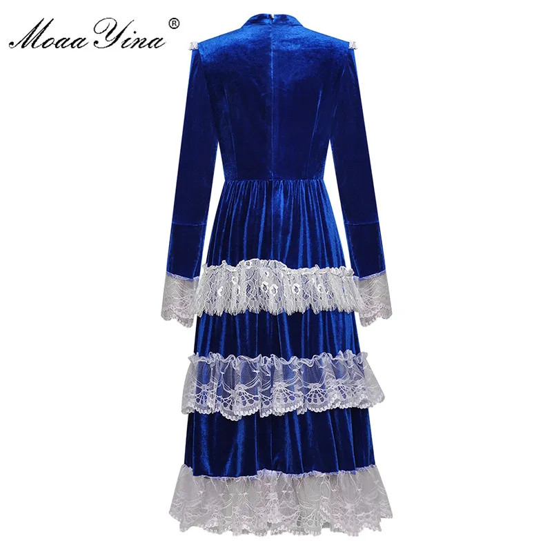 MoaaYina модное дизайнерское платье на весну осень Женское с воротником стойкой