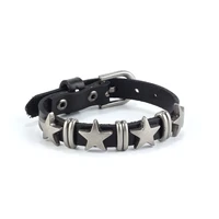 vintage style leather punk alloy bracelet lolita hottie harajuku colors metal stars design wristband rock gothic fashion bangle