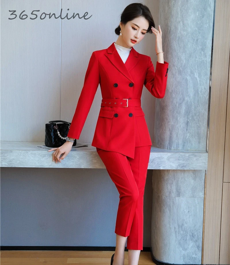 Новинка красный официальный профессиональный женский деловой костюм комплект