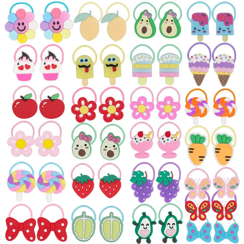 

Candygirl 50PC New Animal Fruit Cute Ropes Children Baby Elastic Hair Rubber Bands Accessories Kids Girl Headband Small Tie Ring
